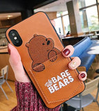 Gimfun Luxury Pu Leather Cartoon Bear Phone Case