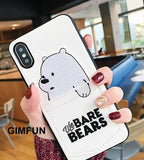 Gimfun Luxury Pu Leather Cartoon Bear Phone Case